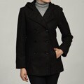 Trendz Women's Charcoal Wool-blend Hooded Peacoat