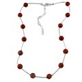 Southwest Moon Sterling Silver Red Coral Station Necklace