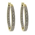 Finesque Gold Overlay Diamond Accent Hoop Earrings