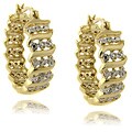 Finesque 14k Gold Overlay Diamond Accent 'S' Design Hoop Earrings