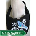 Handmade Black Canvas 'Bird On A Branch' Messenger Bag