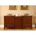 Silkroad Exclusive Granite Top 76-inch Double Sink Vanity Cabinet