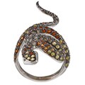 18k White Gold 7/8ct TDW Diamond and Sapphire Estate Snake Ring (I1-I2)