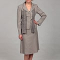 Evan Picone Women's Sand Herringbone Three-button Skirt Suit