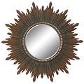 Round Dark Gold Sunburst Framed Mirror