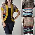 Tabeez Womens Chevron Stripe Open-front Cardigan