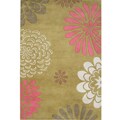 Hand-tufted Green Floral Wool Rug (4' x 6')