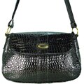 Ronella Lucci Vecceli Crocodile Embossed Black Crossbody