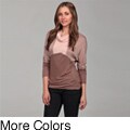 Intrigue Women's Long-sleeve Cowl Colorblock Top