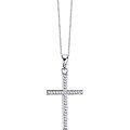 14k White Gold 1/6ct TDW Diamond Cross Necklace