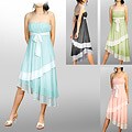 Evanese Women's Two-tone Strapless Tiered Asymmetrical Dress