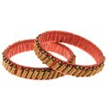 Set of 2 Fiber and Wood Bead Bangle Bracelets (Pakistan)