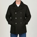 Chaps Men's Black Wool-blend Double-breasted Peacoat
