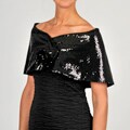 Ilana Women's Black Sequin Rosette Wrap Shawl