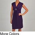 Glamour Women's Rhinestone Buckle Cap-sleeve Dress