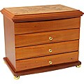 Seya Light Cherry Burlwood Floral Motif Jewelry Box