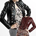 United Face Women's Lambskin Leather Military Jacket