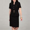 Tahari Women's Black Mandarin Collar Skirt Suit