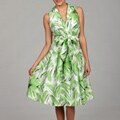 Cece's New York Celery Green Abstract Belted Dress