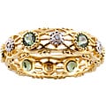 Michael Valitutti 14k Gold Green Apatite and Diamond Eternity Ring