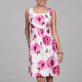 Cece's New York Women's White/ Fuchsia Floral Dress