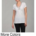 Jana Women's Embellished V-neck Gathered Top