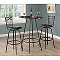 Metal Charcoal-Finish Faux Marble Bar Table