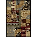 Flora Collection Black/ Multi Runner Rug (2'7 x 7'3)