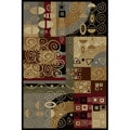 Flora Collection Black/ Multi Rug (5'3 x 7'3)