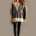 Tabeez Women's Caftan Fringe Tunic Top