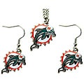 Miami Dolphins Necklace and Dangle Earring Charm Set