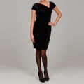 Stefani Women's Black Velvet Cap-sleeve Drape Neck Dress