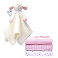 Piccolo Bambino Cuddly Pal with 3 Flannel Receiving Blankets