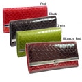 Dasein Faux Leather Embossed Snake Skin Checkbook Wallet