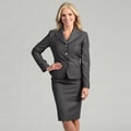 Tahari Women's Grey/ White 3-button Skirt Suit