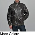 Knoles & Carter Men's Stand Collar Bomber Leather Jacket