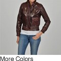 Knoles & Carter Women's ZigZag Placket Pleated Leather Jacket