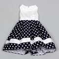 Dorissa Girl's Aimee Polka Dot Trim Dress 