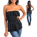 Stanzino Women's Black Ruffled Tube Top