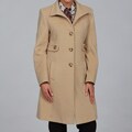Larry Levine Women's Camel Hair Funnel Neck Coat