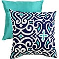 Pillow Perfect Decorative Blue/White Damask Square Toss Pillow