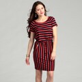 Calvin Klein Women's Navy/ Red Striped Dress