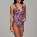 Caribbean Sand Women's Floral Halter 1-piece Swimsuit