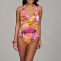 Caribbean Sand Women's Orange Print Halter 1-piece Swimsuit