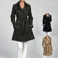 DKNY Women's Petite Double-breasted Belted Rain Trench Coat