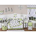 Green, Black and White Princess 9-piece Crib Bedding Set