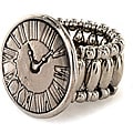 Silvertone Translucent Clock Face Stretch Ring
