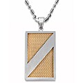 Stainless Steel Brushed Goldplated Mesh Inlay Dog Tag Necklace