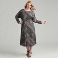 London Times Women's Plus Size Printed Keyhole Jersey Dress