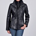 Tibor Design Women's New Zealand Lamb Leather Jacket with Removable Bib and ...
